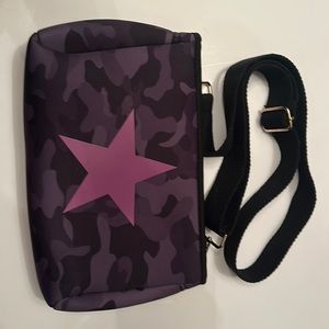 Ah- Dorned Camo Crossbody feels like a scuba suit material